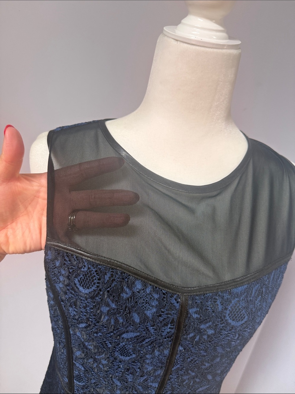 Forever 21 Blue and Black Lace Dress Fit and Flare Size L - Picture 6 of 8